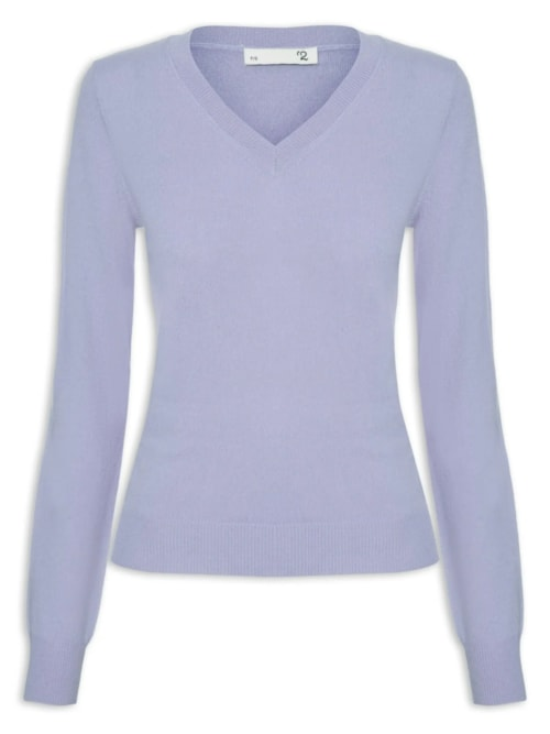 Suéter Feminino Puro Cashmere Gola V - Roxo Suéter Feminino Puro Cashmere Gola V - Roxo