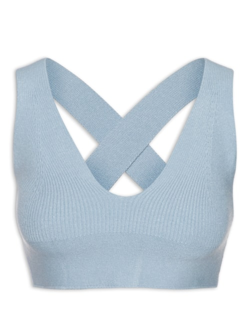 Top Tricot Alça Cruzada - Azul