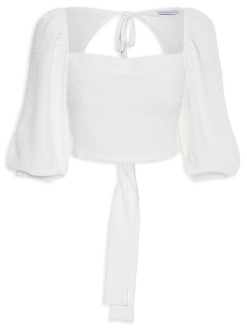 Blusa Cropped Dot - Off White Blusa Cropped Dot - Off White