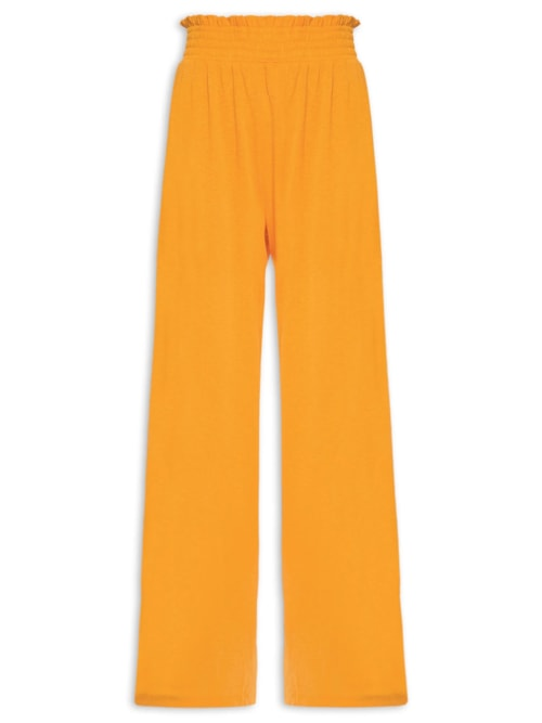 Calça Wide Leg Cintura Alta - Laranja