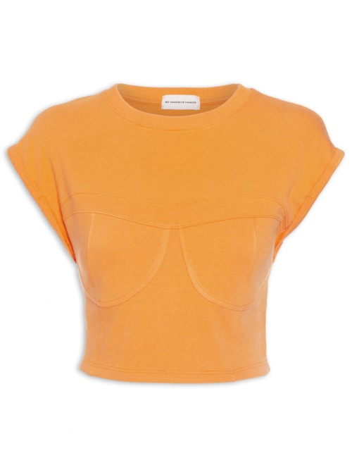 Camiseta Corset Manga Curta - Laranja Camiseta Corset Manga Curta - Laranja