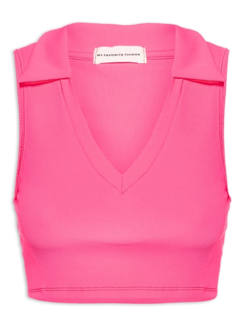 Blusa Feminina Cropped Com Gola - Rosa Blusa Feminina Cropped Com Gola - Rosa