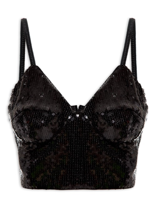 Top Feminino Paetê - Preto Top Feminino Paetê - Preto