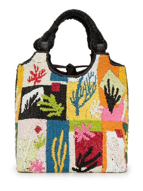 Bolsa Feminina Beaded Cote Bag Coral Patchwork - Preto Bolsa Feminina Beaded Cote Bag Coral Patchwork - Preto