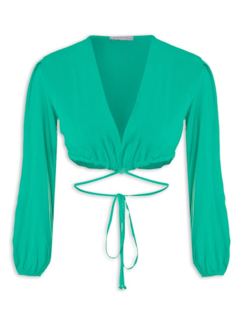 Camisa Feminina Transpassada Manga Longa - Verde Camisa Feminina Transpassada Manga Longa - Verde