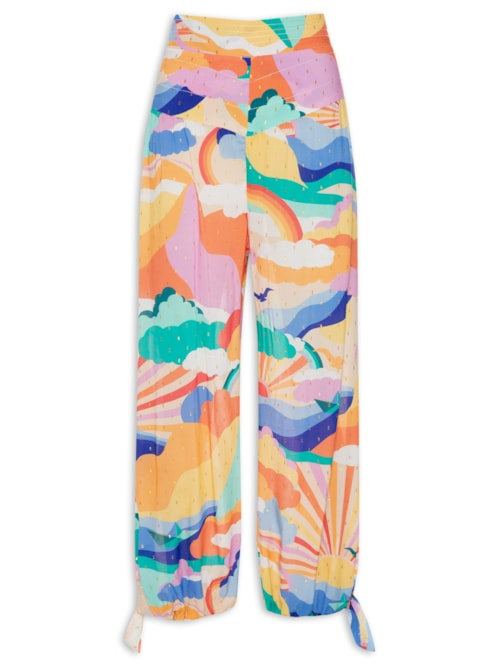 Calça Feminina Lurex Estampa Paradiso - Azul Calça Feminina Lurex Estampa Paradiso - Azul