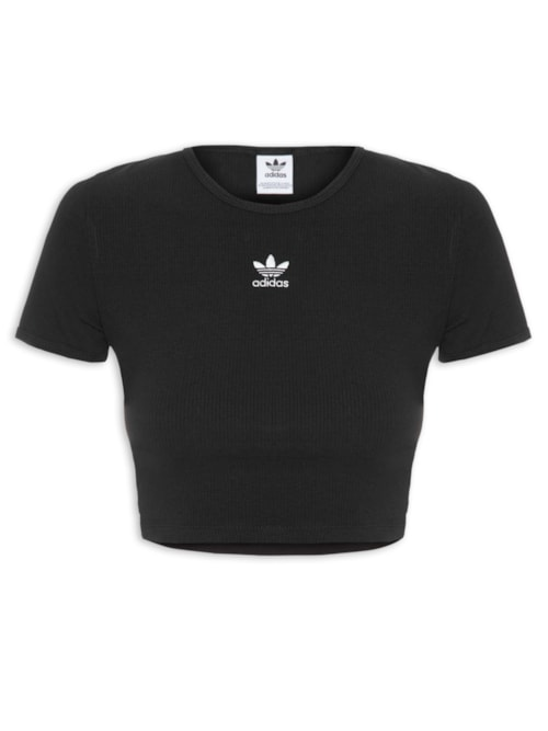Camiseta Feminina Ribana Cropped - Preto