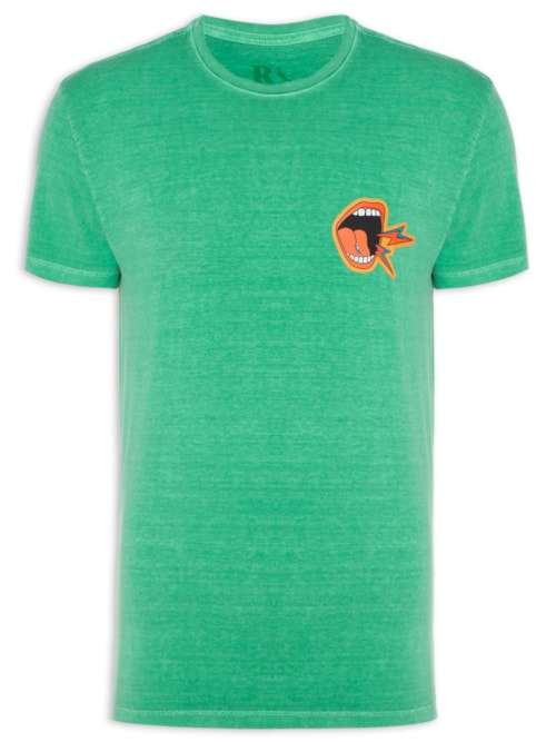 Camiseta Masculina Estampada Lugar De Escuta - Verde Camiseta Masculina Estampada Lugar De Escuta - Verde