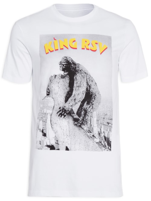 Camiseta Masculina Estampada King Rsv - Branco Camiseta Masculina Estampada King Rsv - Branco
