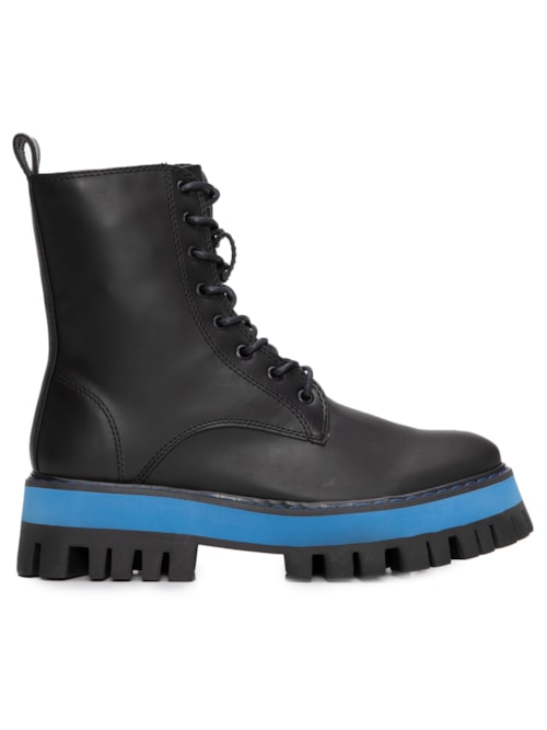 Bota Feminina Coturno Folha Básico - Preto