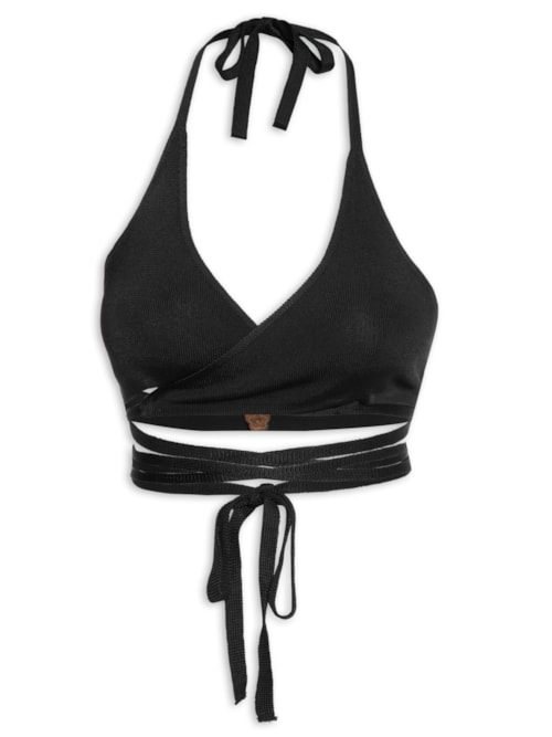 Top Biquíni Tricot Amarração - Preto Top Biquíni Tricot Amarração - Preto