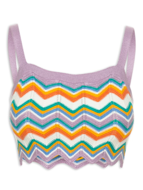 Top Tricot Jacquard Zig Zag - Lilás Top Tricot Jacquard Zig Zag - Lilás
