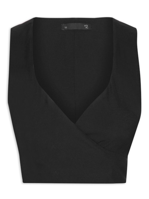 Blusa Feminina Transpasse Em Crepe - Preto
