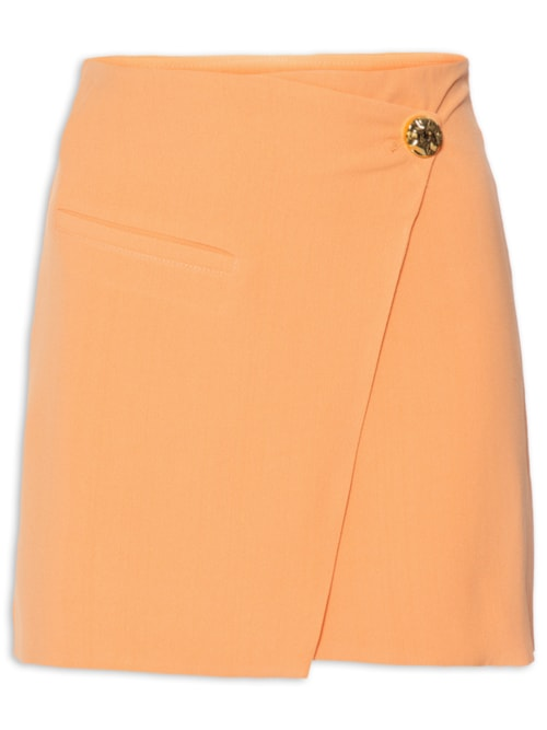 Mini Saia Transpasse Em Crepe - Laranja