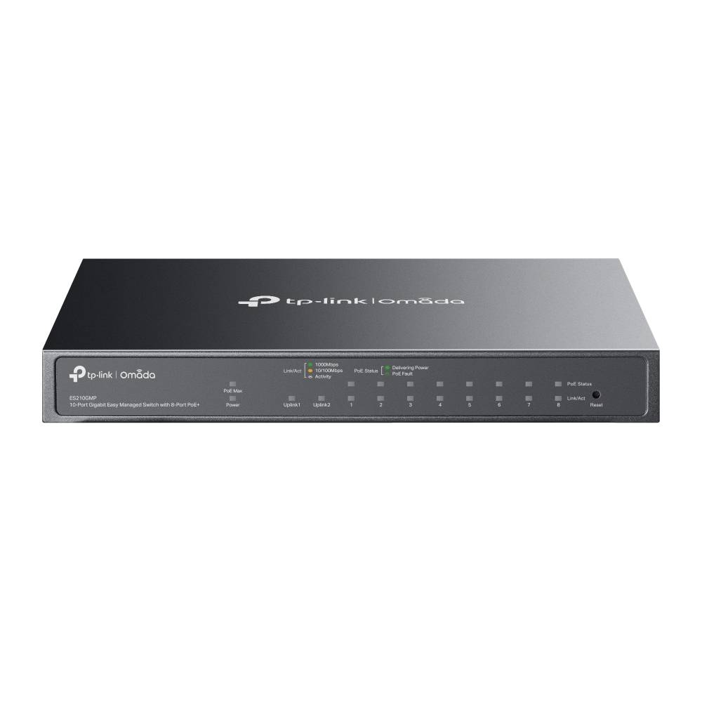 Switch Gerenciável TP-Link ES210GMP Gigabit 10 Portas C/8 Portas POE+ Switch Gerenciável TP-Link ES210GMP Gigabit 10 Portas C/8 Portas POE+