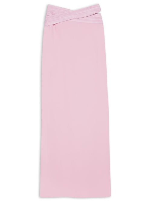 Saia Midi Crepe Recorte - Rosa