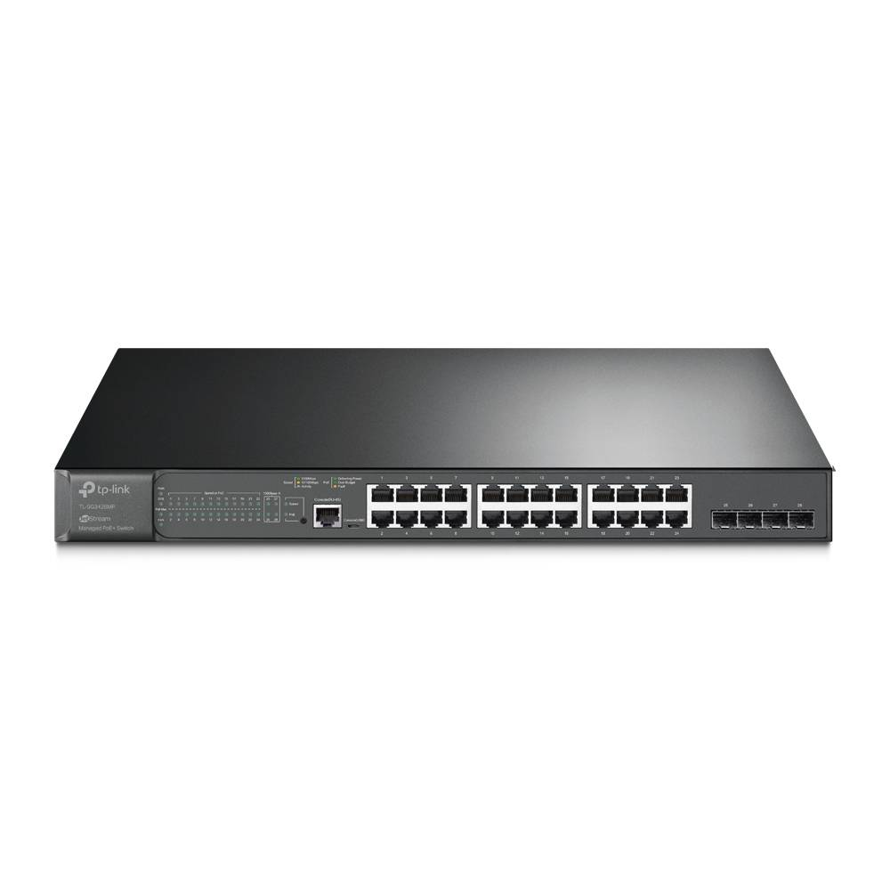 Switch Gerenciável TP-Link Gigabit L2+ 28 Portas 24 Portas PoE+ JetStream - TL-SG3428MP