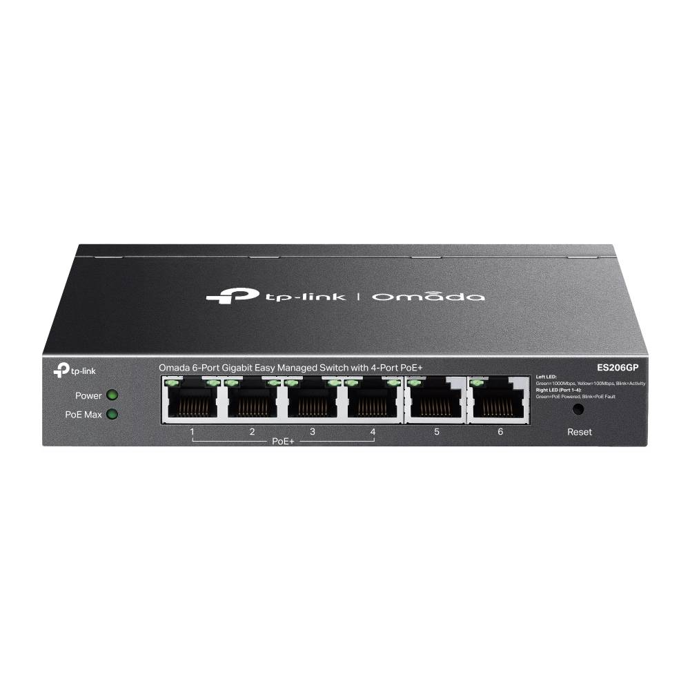 Switch TP-Link ES206GP Gerenciável 6 Portas Gigabit C/4 Portas POE+ Switch TP-Link ES206GP Gerenciável 6 Portas Gigabit C/4 Portas POE+