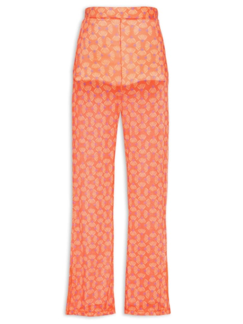 Calça Feminina Tule Estampado - Laranja