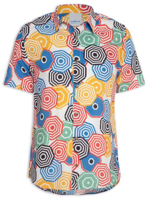 Camisa Masculina Estampada Relax - Branco Camisa Masculina Estampada Relax - Branco
