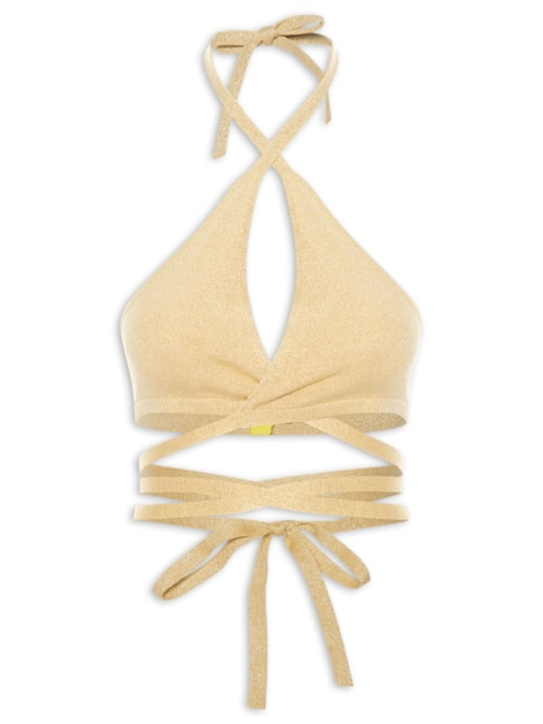 Top Biquíni Tricot Amarração - Dourado