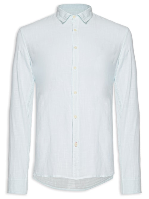 Camisa Masculina Algodão Tinturada Manga Longa - Azul