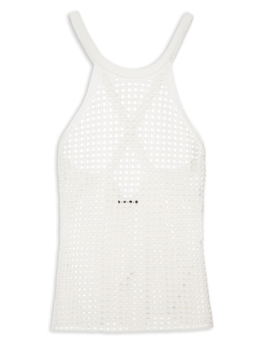 Regata Feminina Frente Única Tricot Básico - Off White