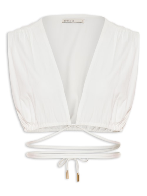 Blusa Feminina Crepe Com Amarração - Off White Blusa Feminina Crepe Com Amarração - Off White