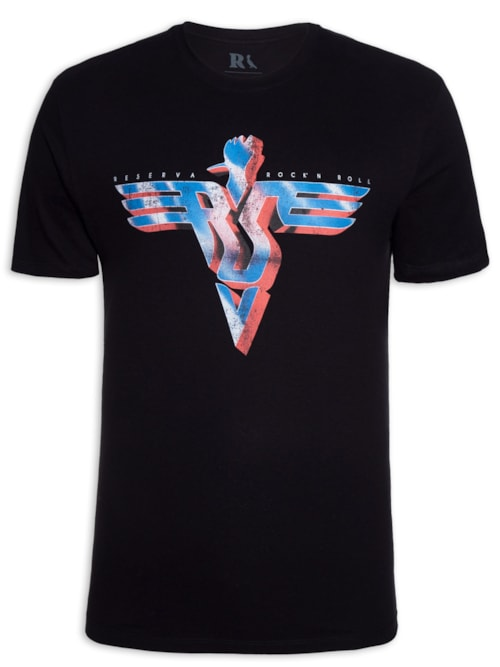 Camiseta Masculina Estampada Rsv Metal Wing - Preto