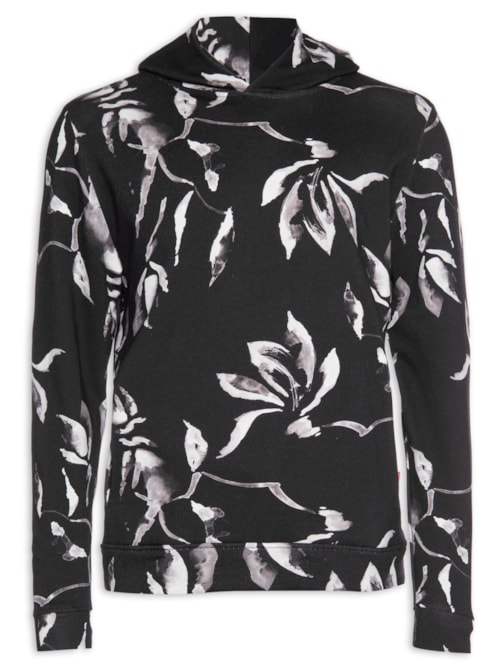 Blusa Masculina Hoodie Moletom Estampado Cerejeira - Preto Blusa Masculina Hoodie Moletom Estampado Cerejeira - Preto