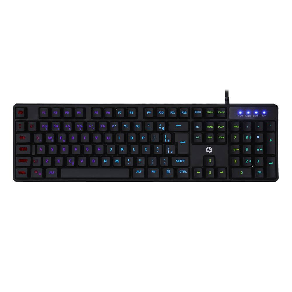 Teclado Gamer HP K300 C/ Fio USB ABNT2 Preto