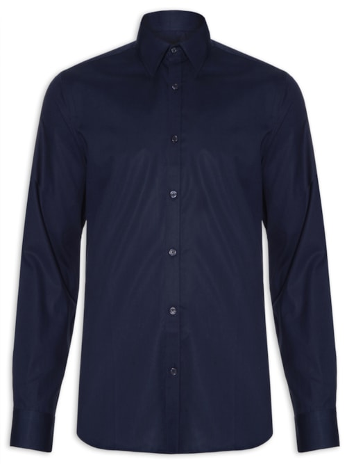 Camisa Masculina Regular Social Lisa - Azul Camisa Masculina Regular Social Lisa - Azul