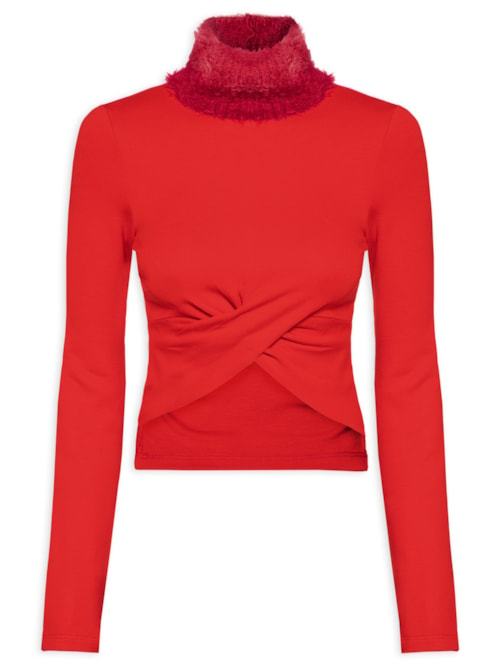 Blusa Feminina Com Gola Alta - Vermelho