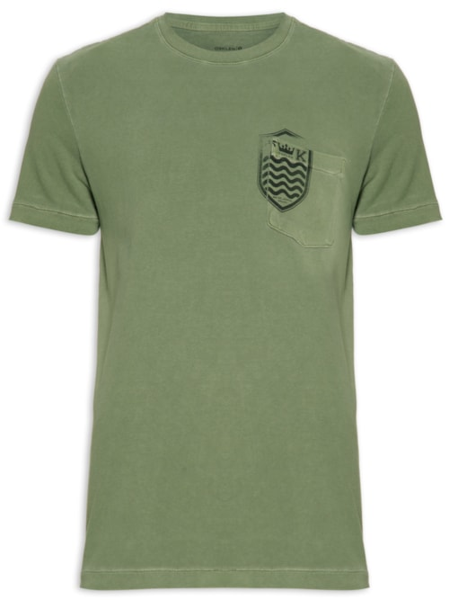 Camiseta Masculina Manga Curta Gola Careca Brasão - Verde