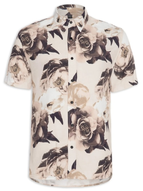 Camisa Masculina Vintage Rose - Bege