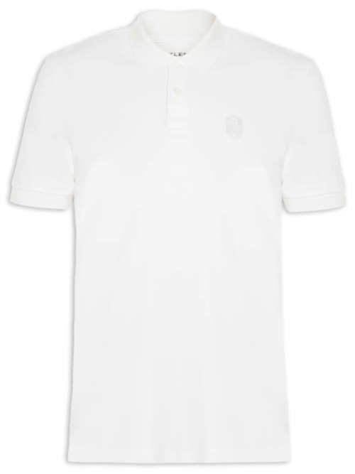 Polo Masculina Manga Curta Brasão Embossed Color - Off White Polo Masculina Manga Curta Brasão Embossed Color - Off White