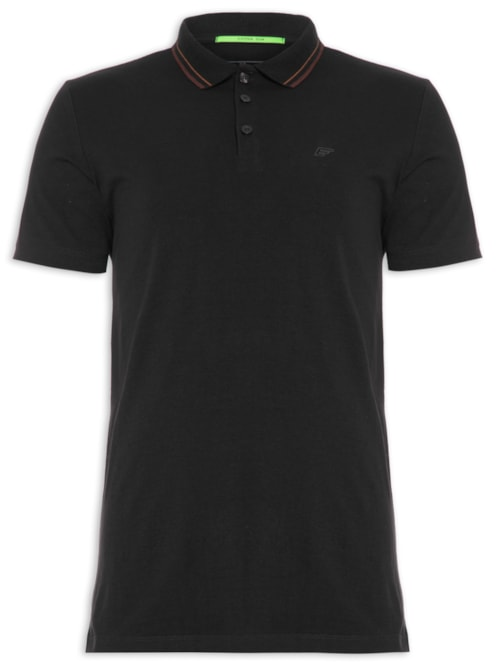 Polo Masculina Cotton Slim Easa Classic Manga Curta - Preto Polo Masculina Cotton Slim Easa Classic Manga Curta - Preto