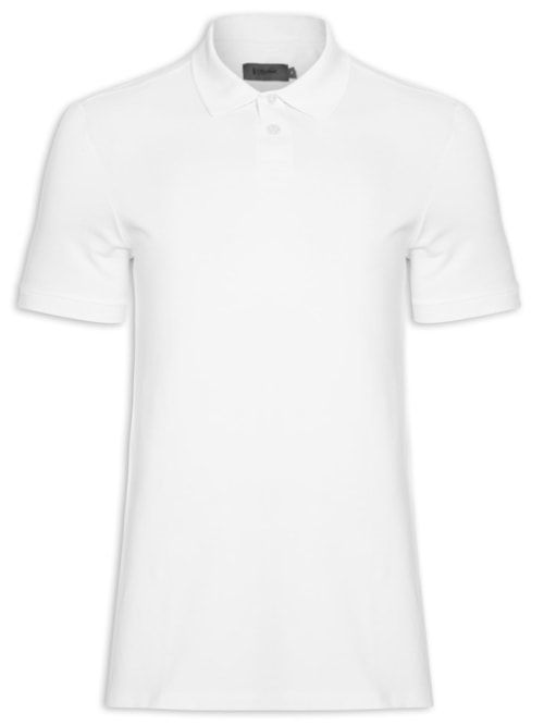 Polo Masculina Piquet Algodão - Branco Polo Masculina Piquet Algodão - Branco