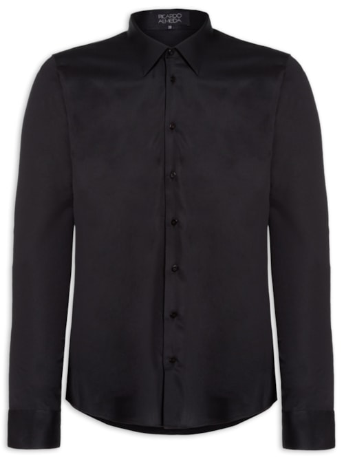 Camisa Social Masculina Austin Slim Fit Algodão Pima- Preto
