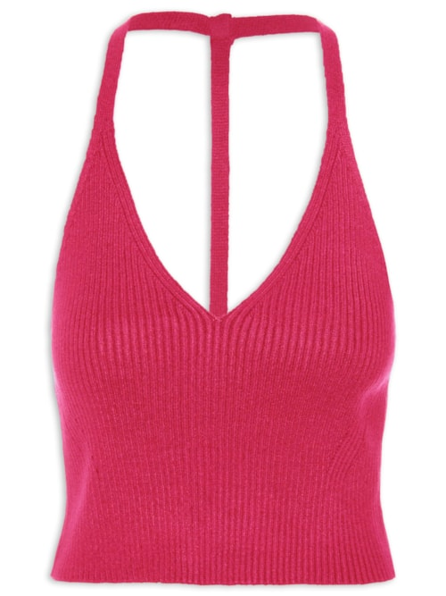 Regata Feminina Tricot Decote Costas - Rosa Regata Feminina Tricot Decote Costas - Rosa
