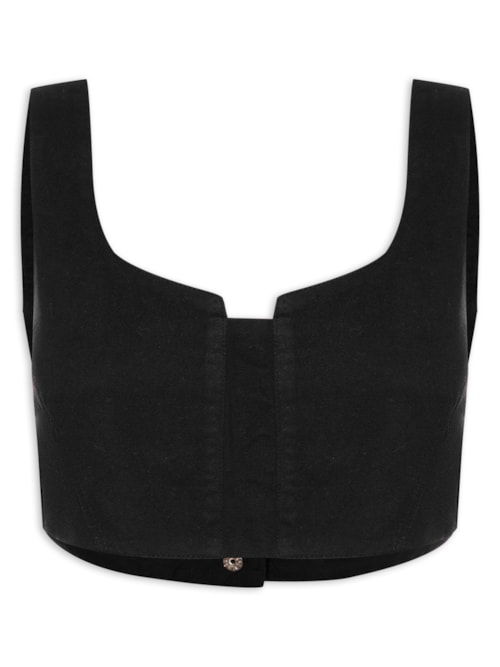 Blusa Feminina Sarja Cropped Reta - Preto Blusa Feminina Sarja Cropped Reta - Preto