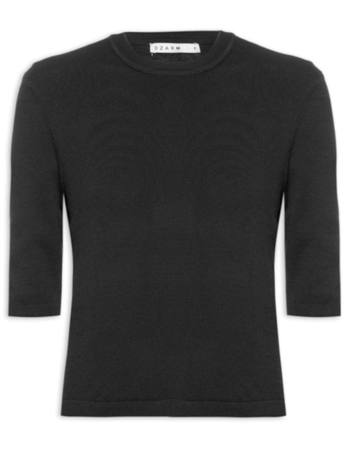 Blusa Feminina Decote Redondo Em Tricot - Preto