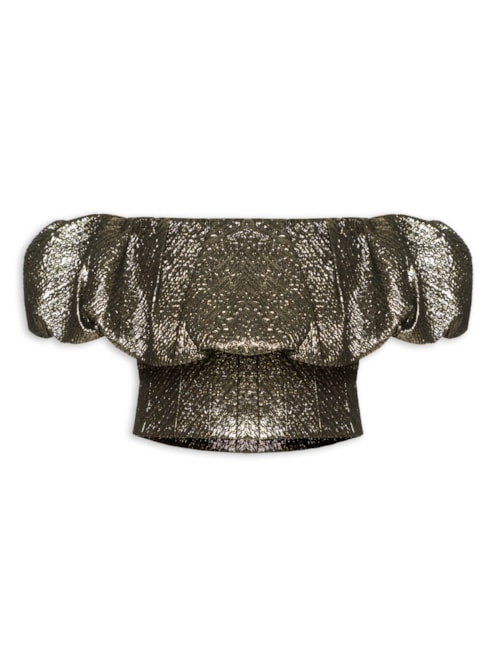 Top Sem Alça Com Textura Metálica - Dourado Top Sem Alça Com Textura Metálica - Dourado