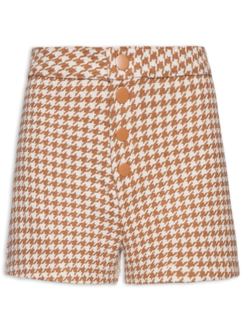 Short Feminino Alfaiataria Com Botões - Bege
