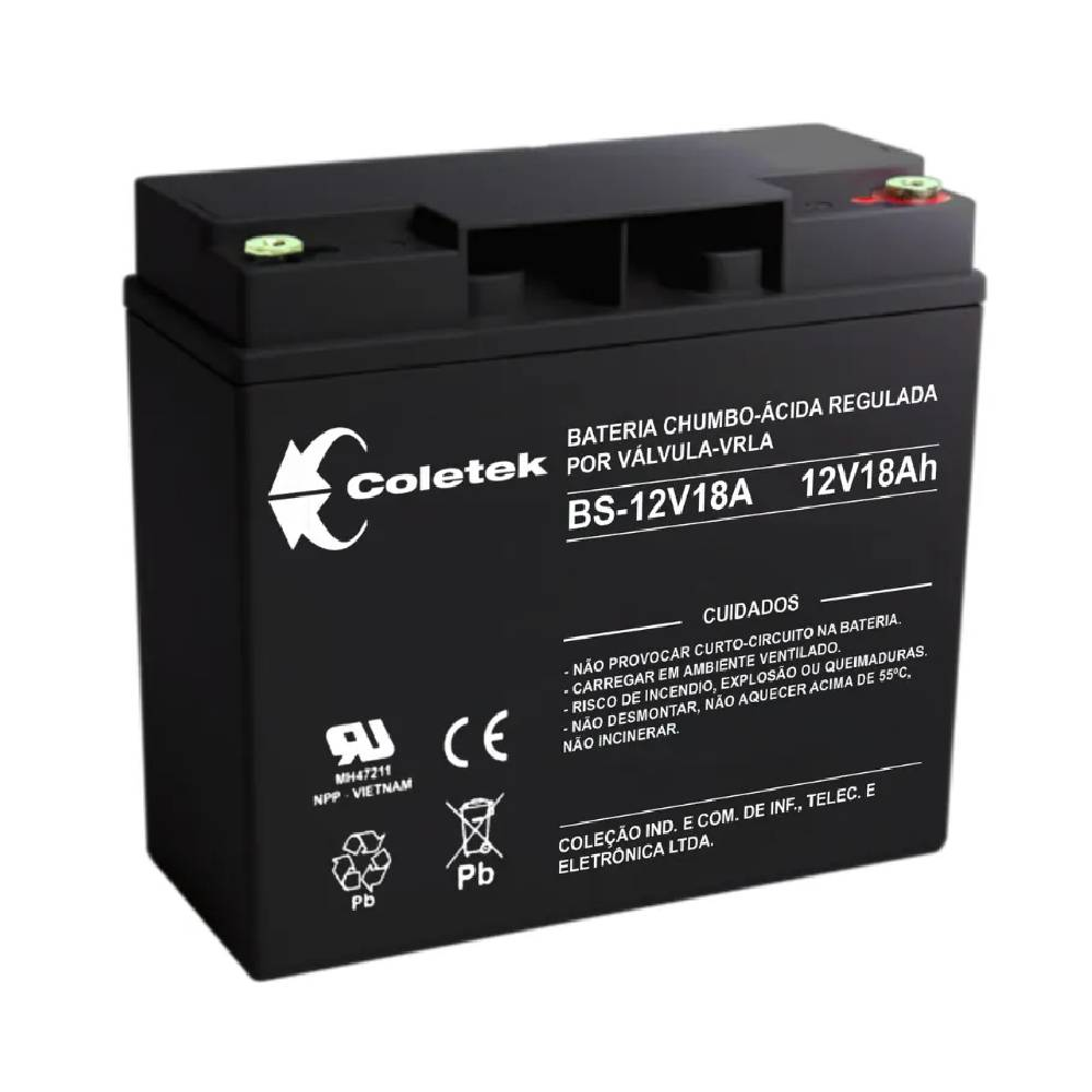 Bateria Selada Coletek Energia BS-12V18A-L Chumbo P/Nobreak 12Vx18Ah