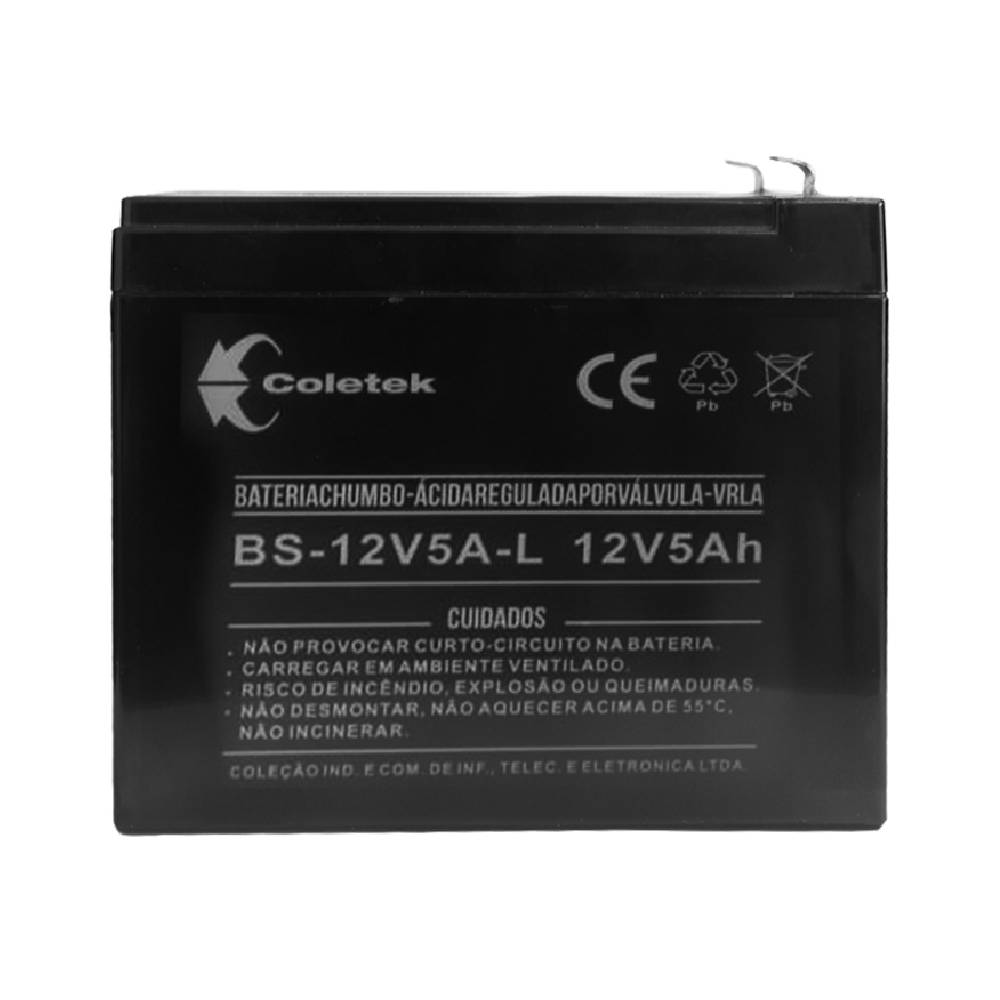 Bateria Selada Coletek Energia BS-12V5A-L T1 Chumbo P/Nobreak 12Vx5Ah