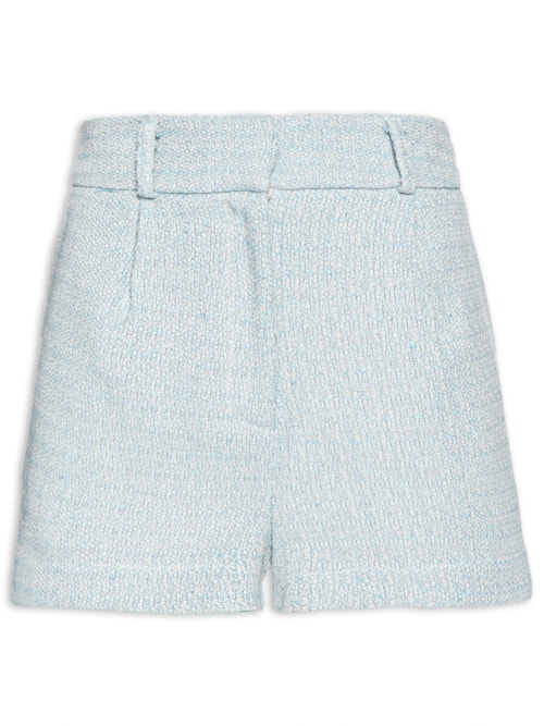 Short Feminino Plano Curto Tweed Liso - Azul