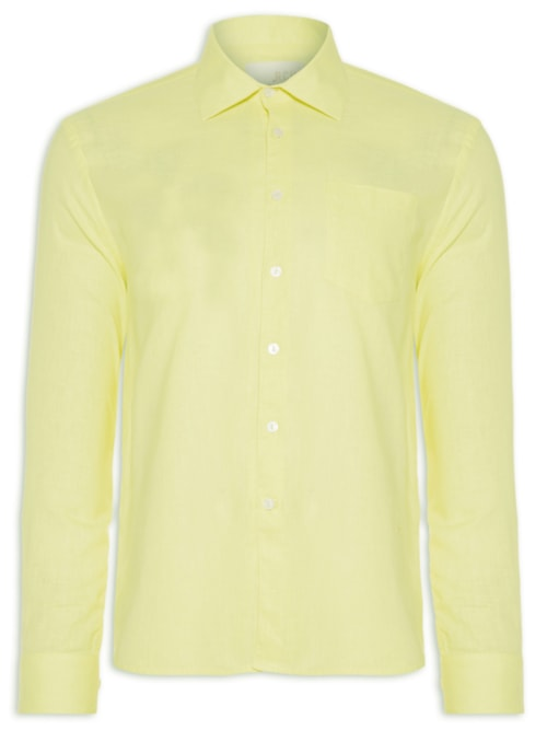 Camisa Masculina Cambraia Uni Manga Longa - Amarelo Camisa Masculina Cambraia Uni Manga Longa - Amarelo