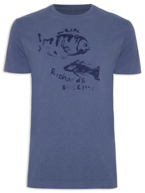 Camiseta Masculina Mescla Brush Fish - Azul Camiseta Masculina Mescla Brush Fish - Azul