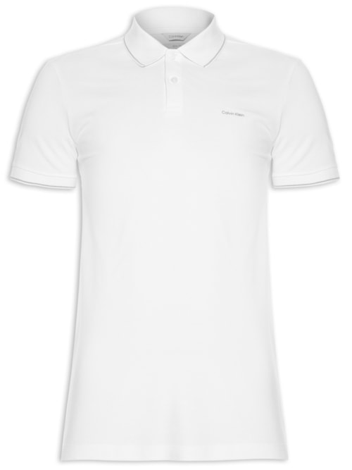 Polo Masculina Slim Fit Básica Com Friso - Branco Polo Masculina Slim Fit Básica Com Friso - Branco